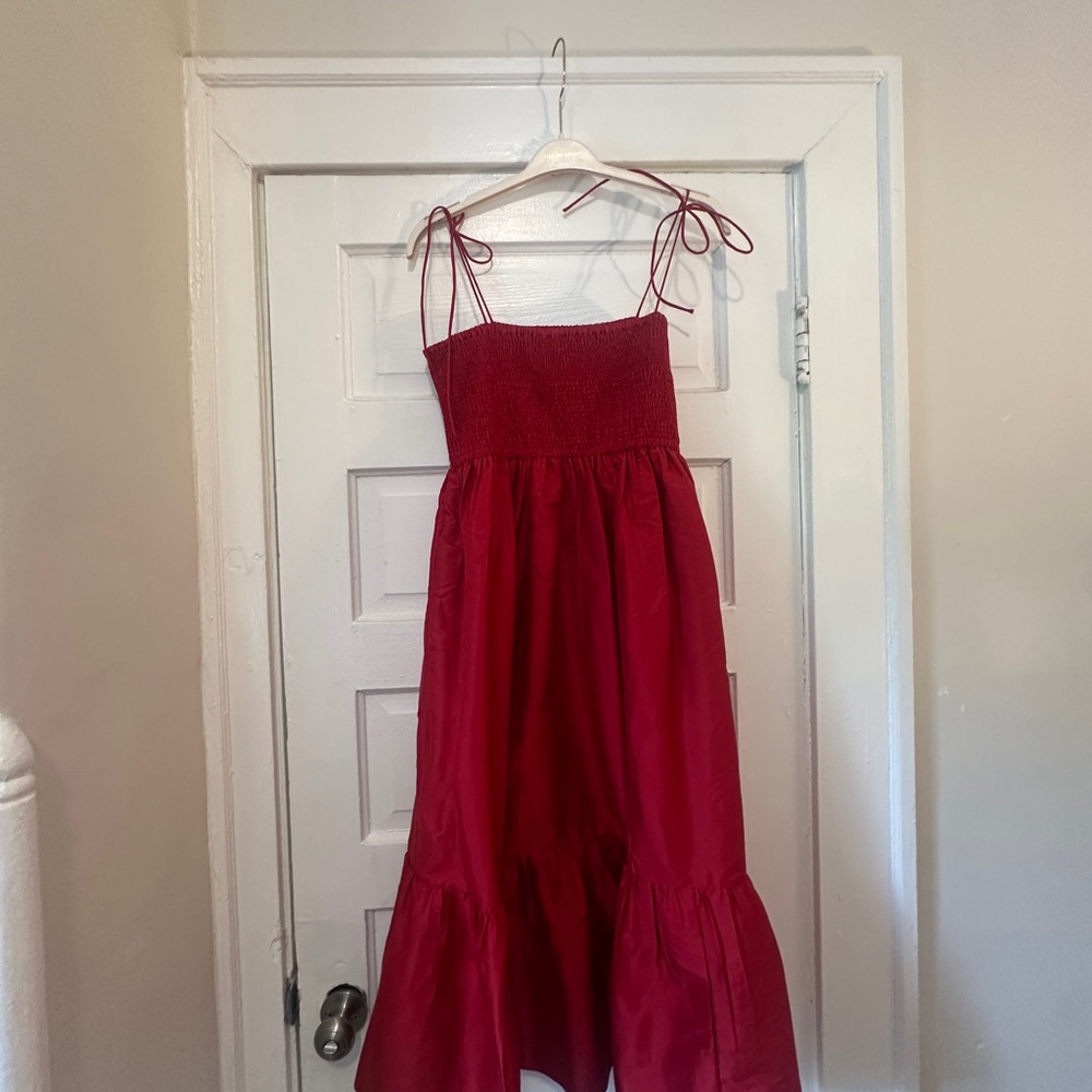 Anthropologie Dhruv Kapoor Red Smocked Dress